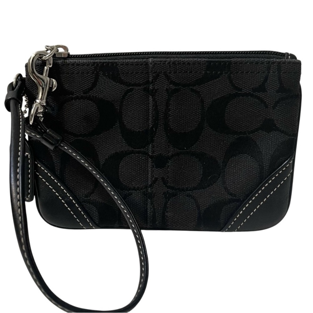 Vintage Black Coach Wristlet with Signature Pattern